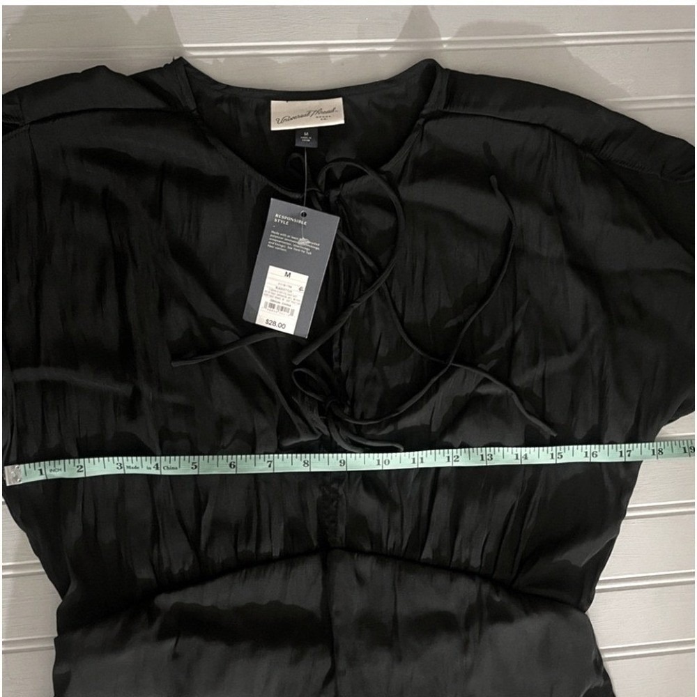 Universal Thread Tie Front Flutter Short Sleeve Mini Dress Womens Medium Black - Picture 11 of 12
